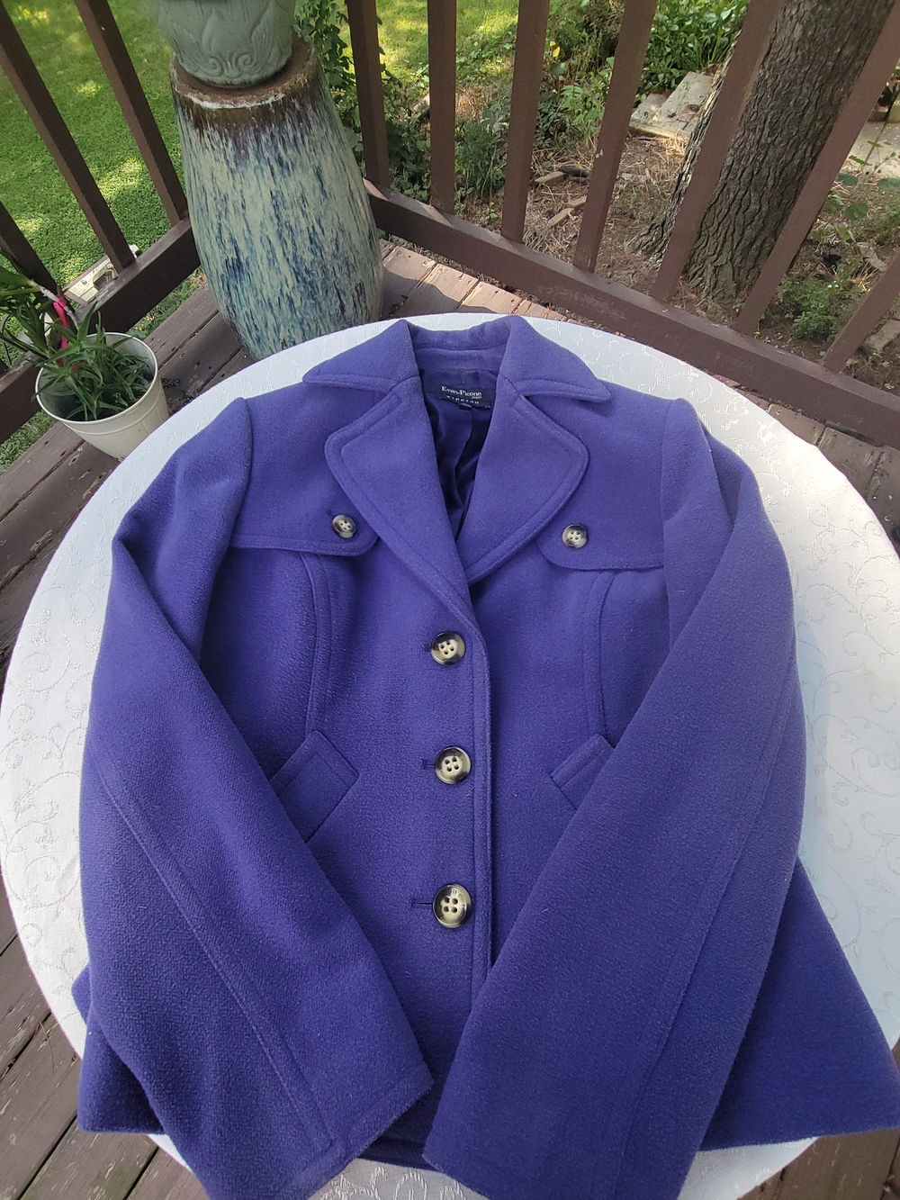 Evan Picone Purple Wool Peacoat 4p